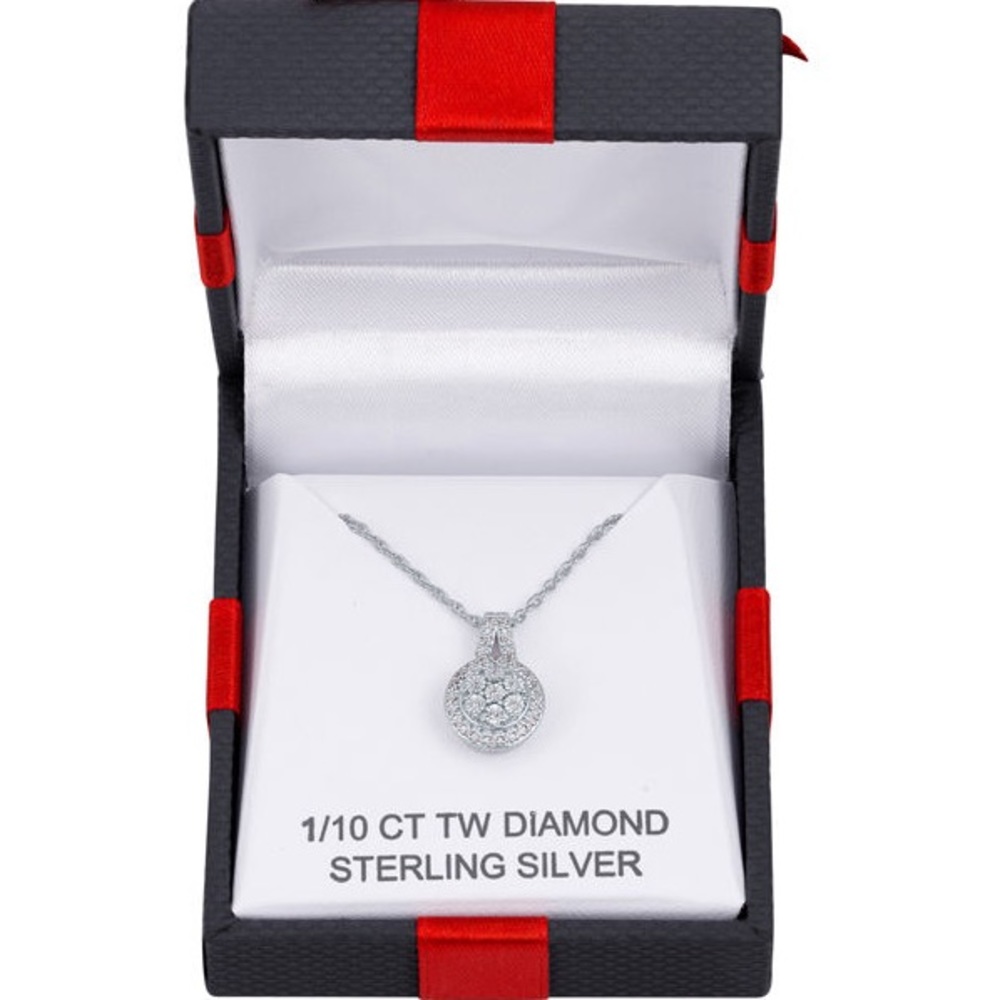 = BRAND NEW = STERLING SILVER DIAMOND NECKLACE